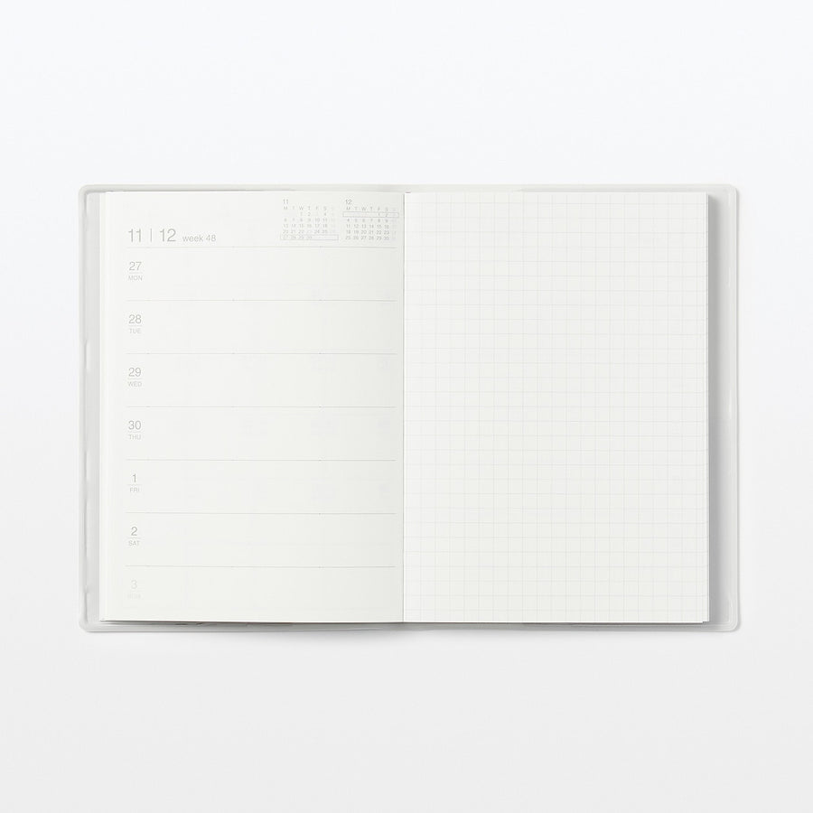 2024 Monthly/Weekly Planner with PVC Cover & Sleeve (Mon to Sun) - White Grey