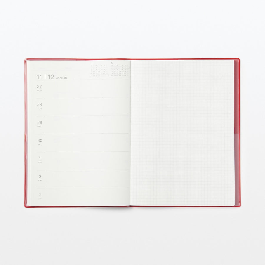 2024 Monthly/Weekly Planner with PVC Cover & Sleeve (Mon to Sun) - Red
