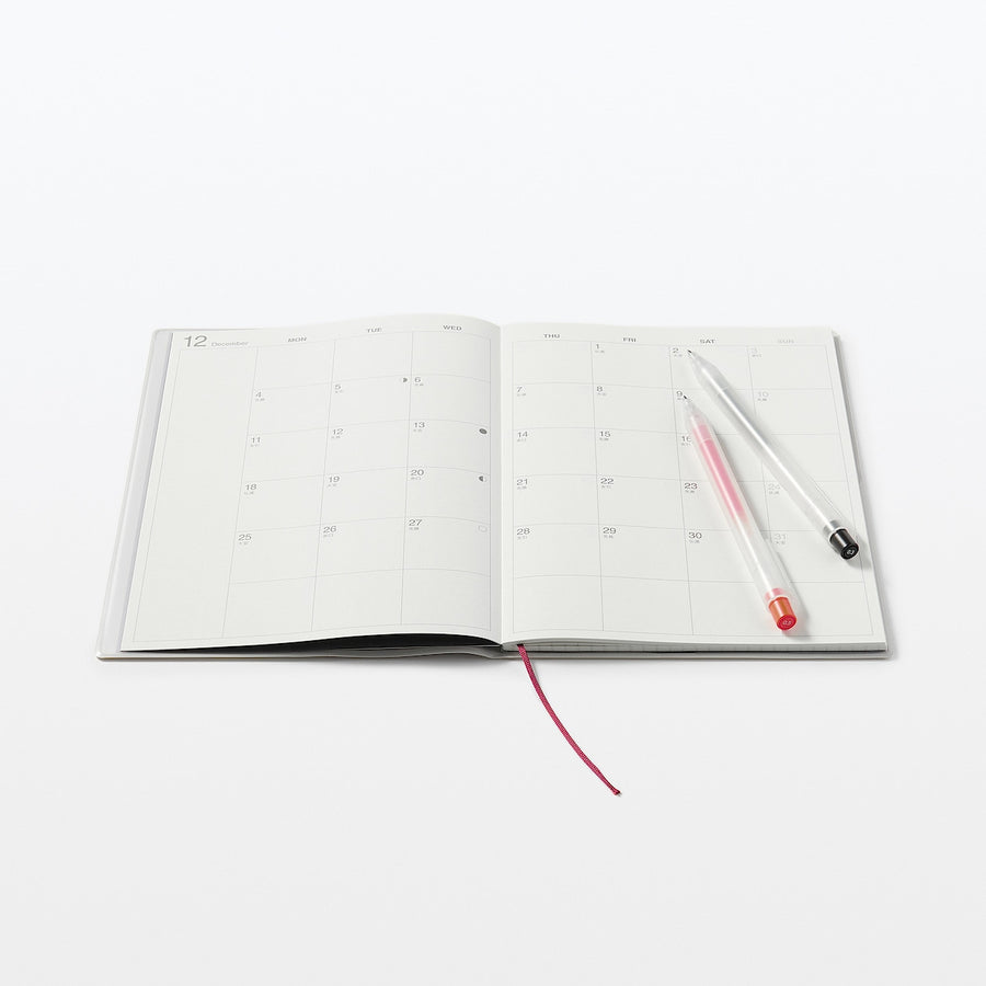 2024 Monthly Planner with PVC Cover & Sleeve (Mon to Sun) - White Grey