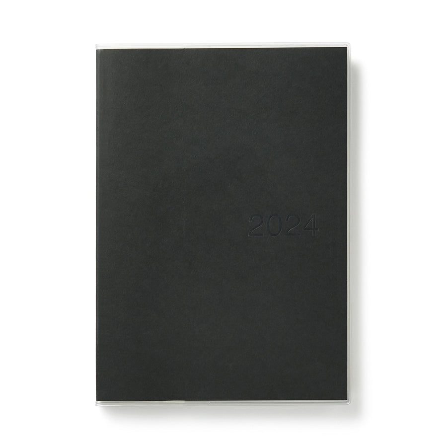 2024 Monthly/Weekly Vertical Planner with PVC Cover (Mon to Sun) - Black