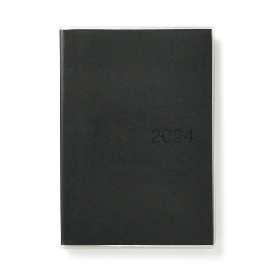 2024 Monthly/Weekly Vertical Planner with PVC Cover (Mon to Sun) - Black