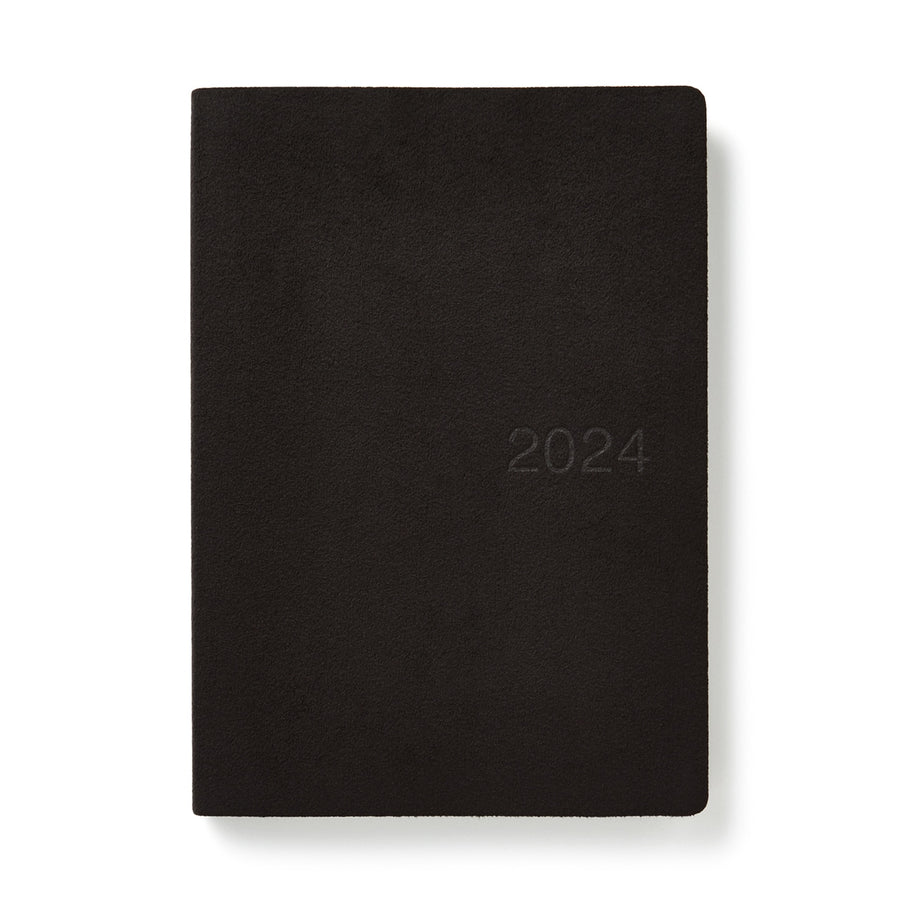 2024 Monthly/Weekly Planner with Faux Suede Cover (Mon to Sun) - A5 Black