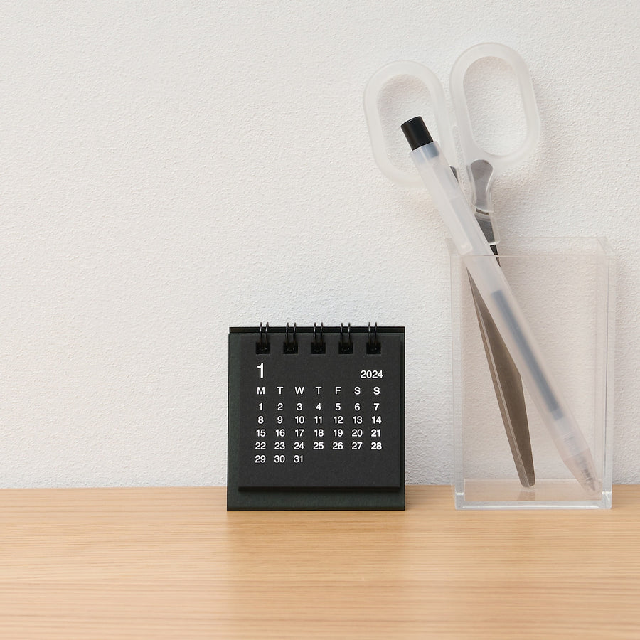 2024 Mini Desk Calendar (Mon to Sun) - Black