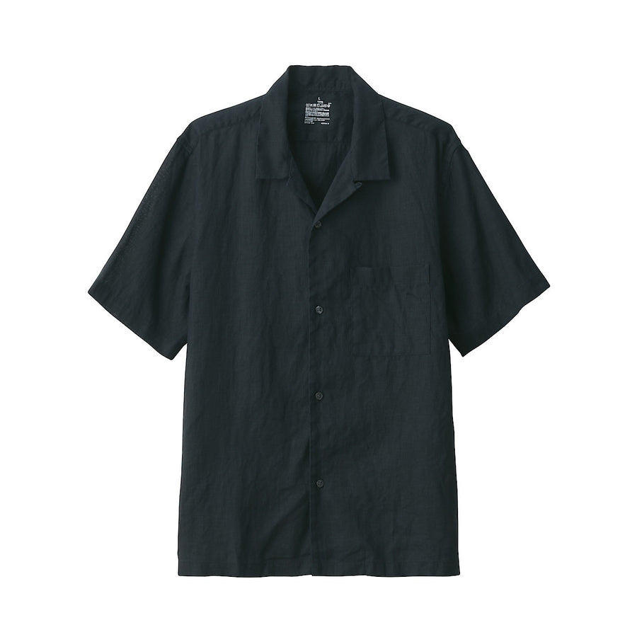 Hemp Washed Open Collar Short Sleeve Shirt