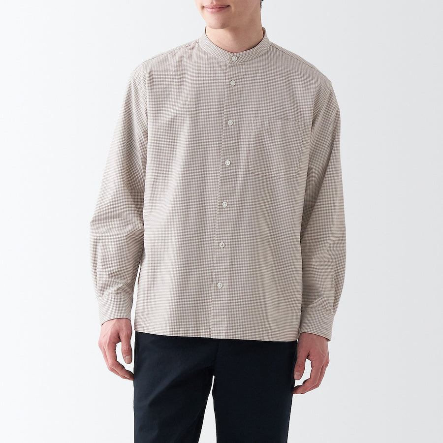 Washed Oxford Stand Collar Shirt