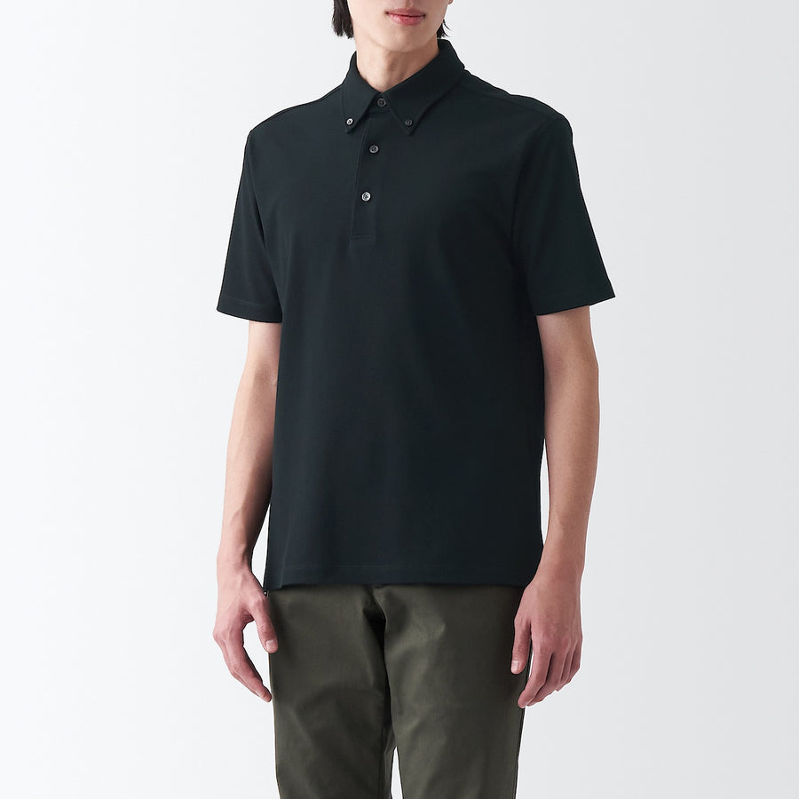 Cool Touch Pique Button Down Polo Shirt