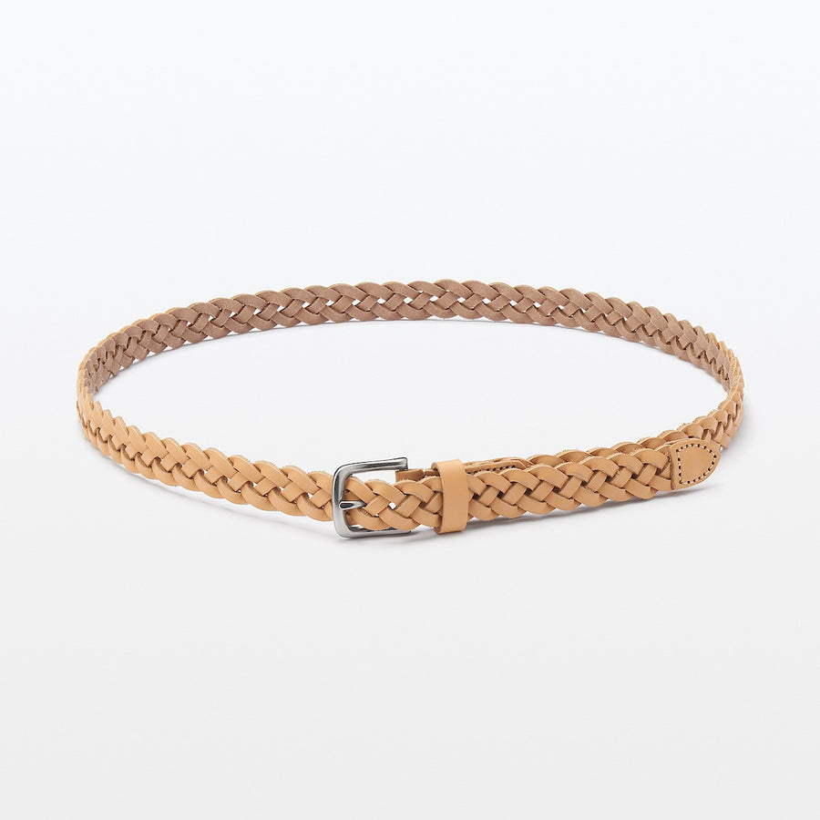 Vegetable Tanned Leather Slim Mesh Belt