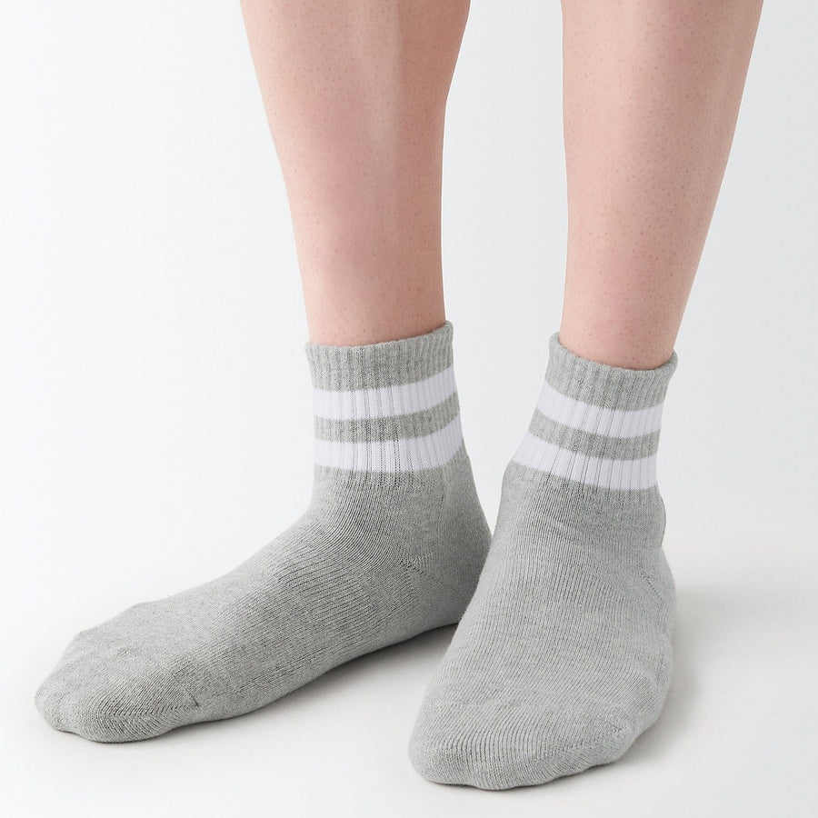 Right Angle Pile Short Socks(Line)23-25cm Grey stripe