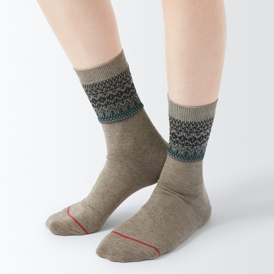 Right angle warm material pattern socks(Thin)D gray p21-23cm