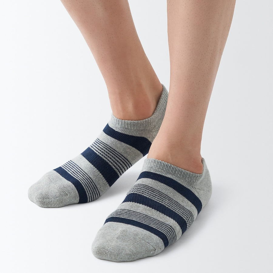 Right Angle Pile sneaker socks(Stripe)23-25cm White stripe