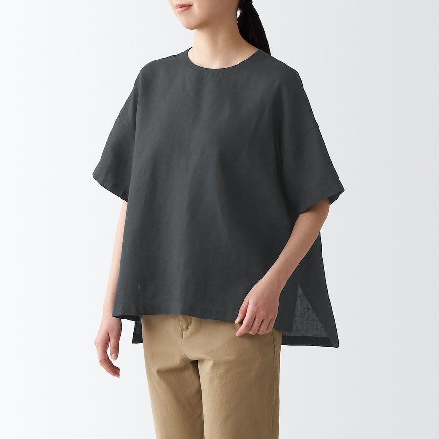 French Linen Short Sleeve Blouse