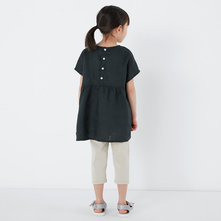 French Linen Short Sleeve Blouse (Kids)