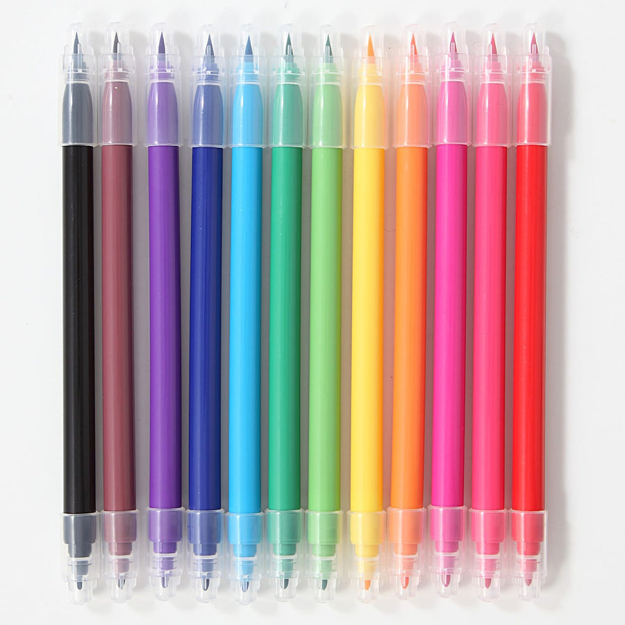 Double-sided Colour Marker Set With Case (12 Colours)