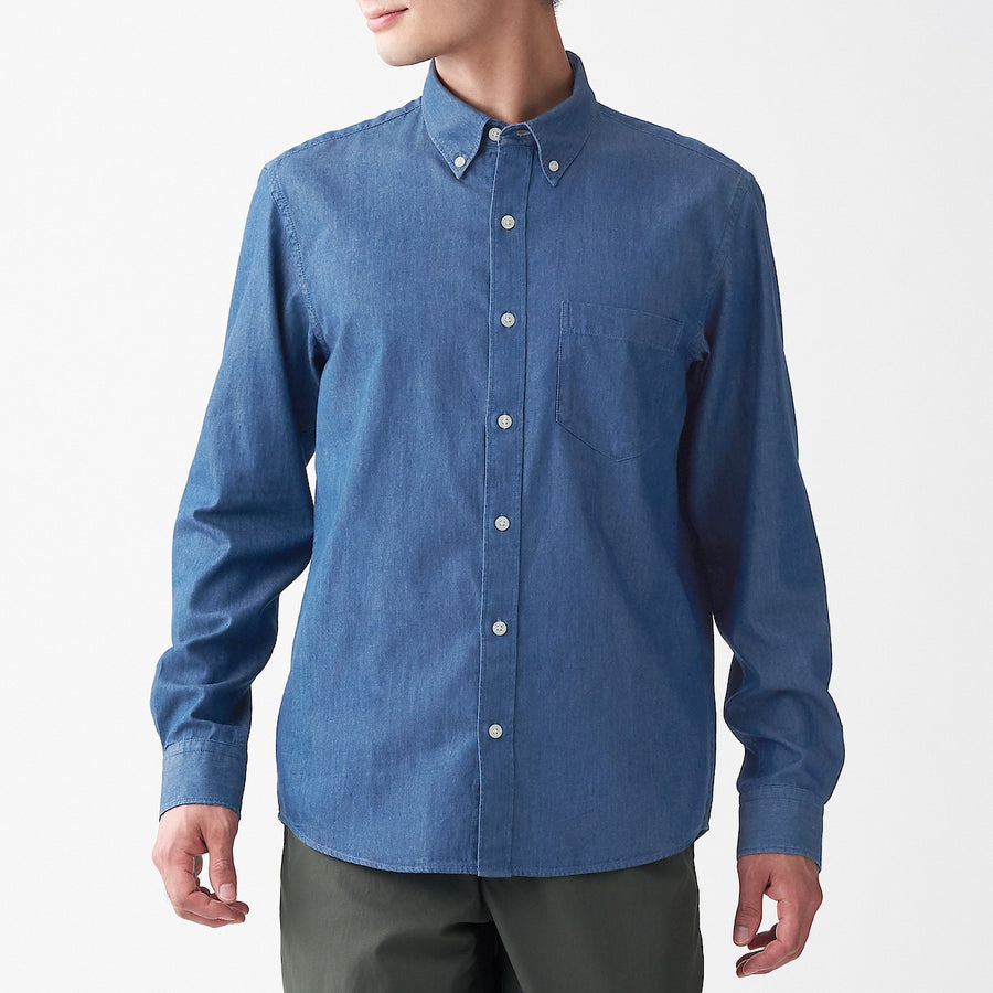 Indian Cotton Denim Button Down Shirt