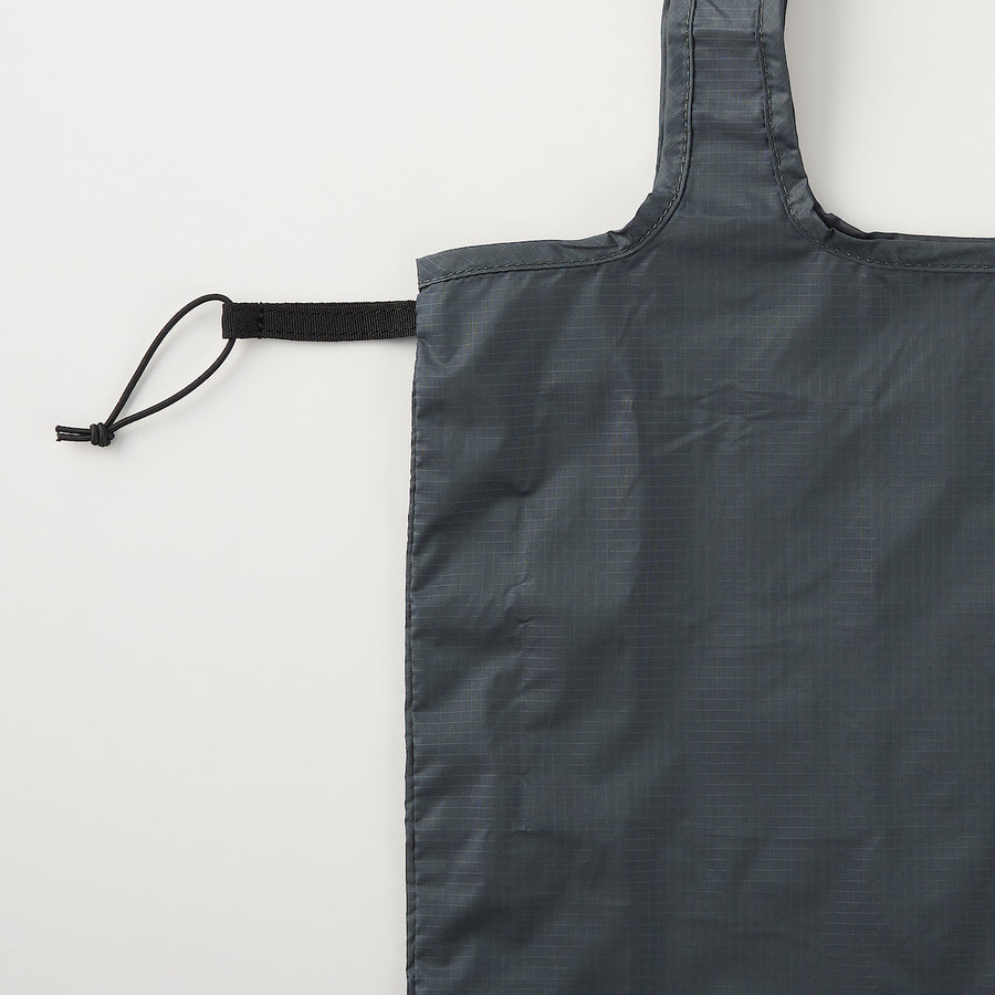 Nylon Shoulder Shopping Bag - Charcoal Grey