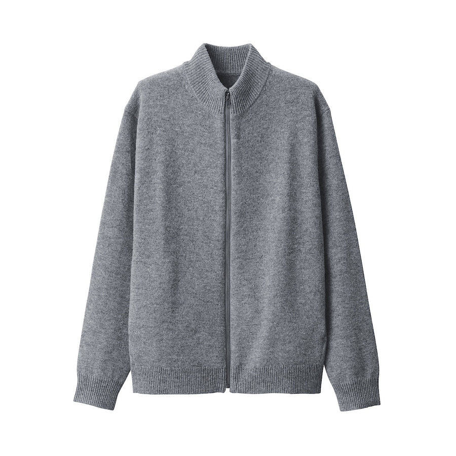 Wool Medium Gauge Zipper Cardigan