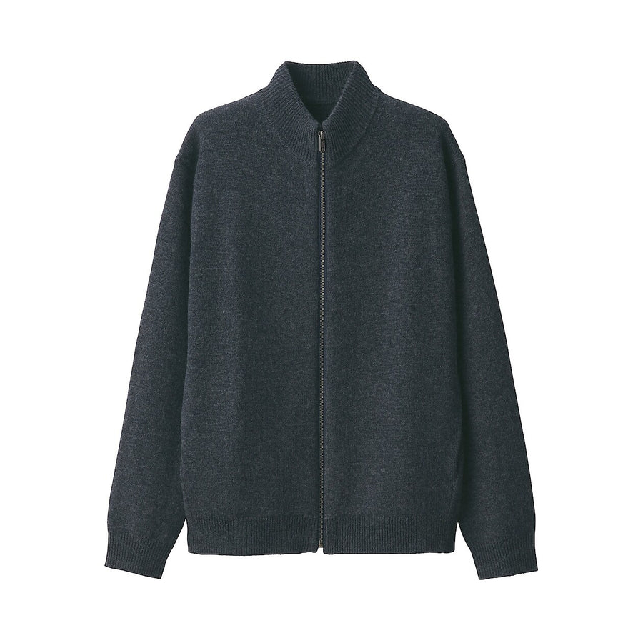 Wool Medium Gauge Zipper Cardigan