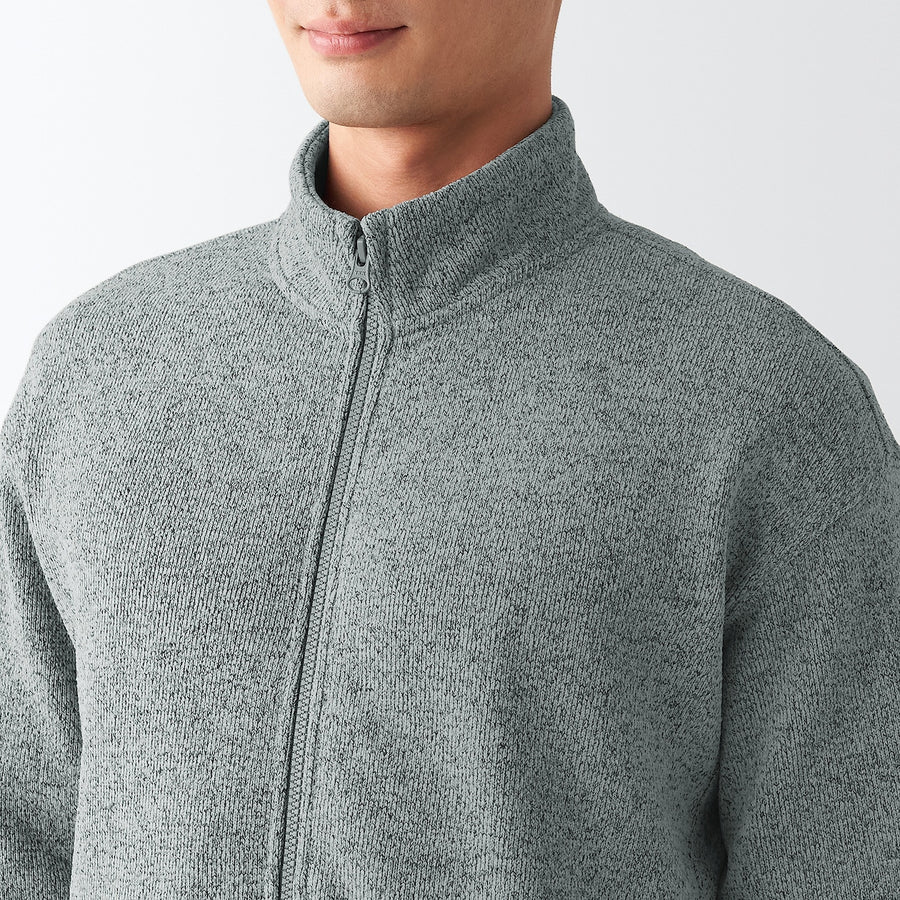 Knit Fleece Stand Collar Jacket