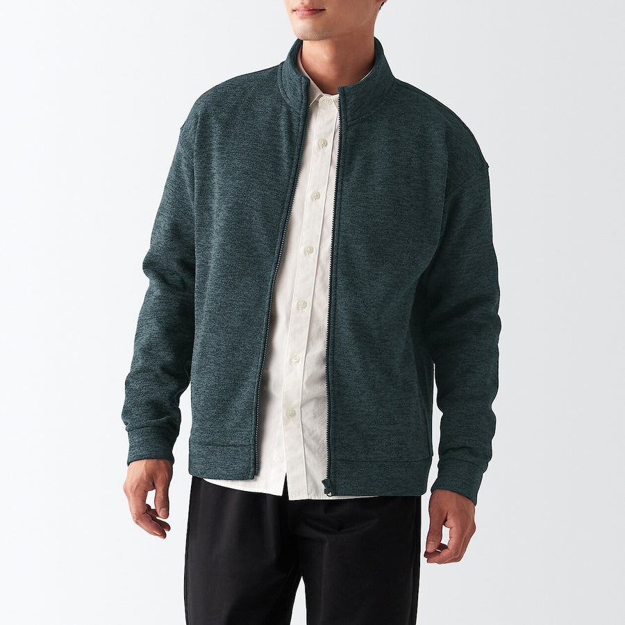 Knit Fleece Stand Collar Jacket