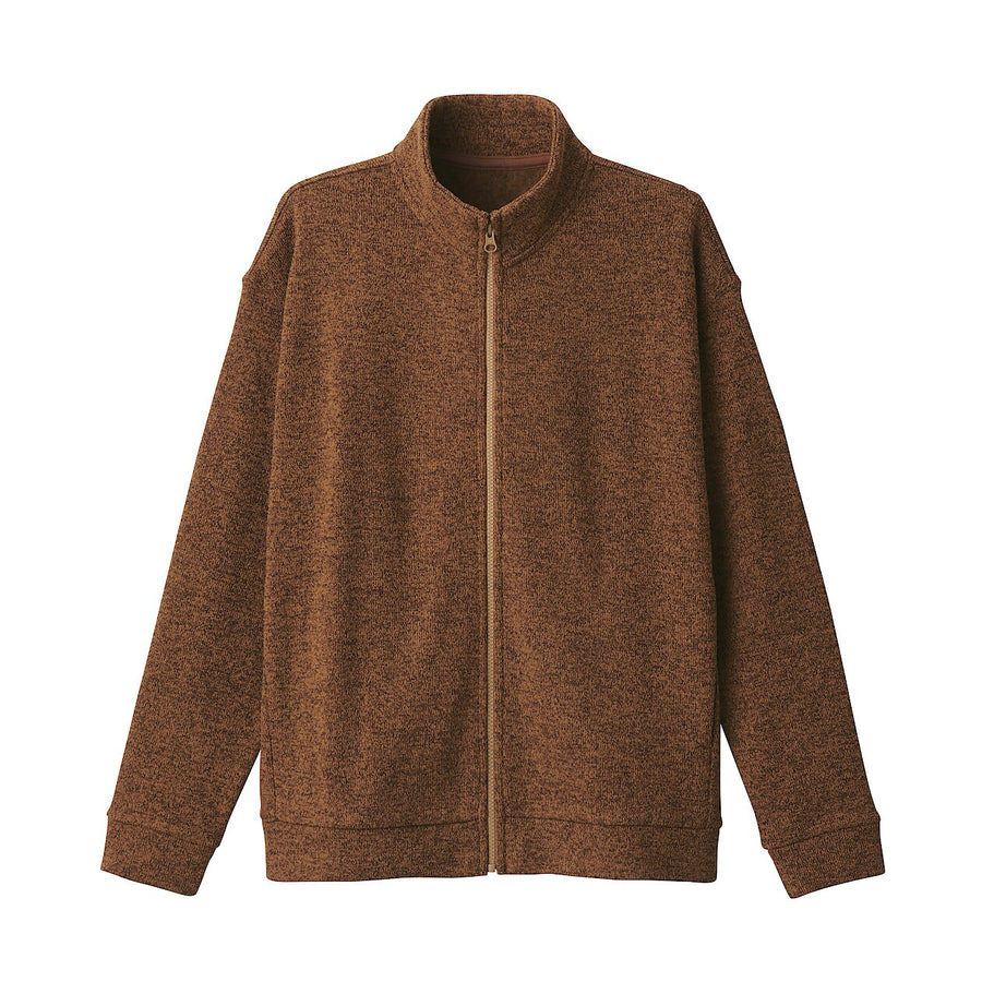 Knit Fleece Stand Collar Jacket