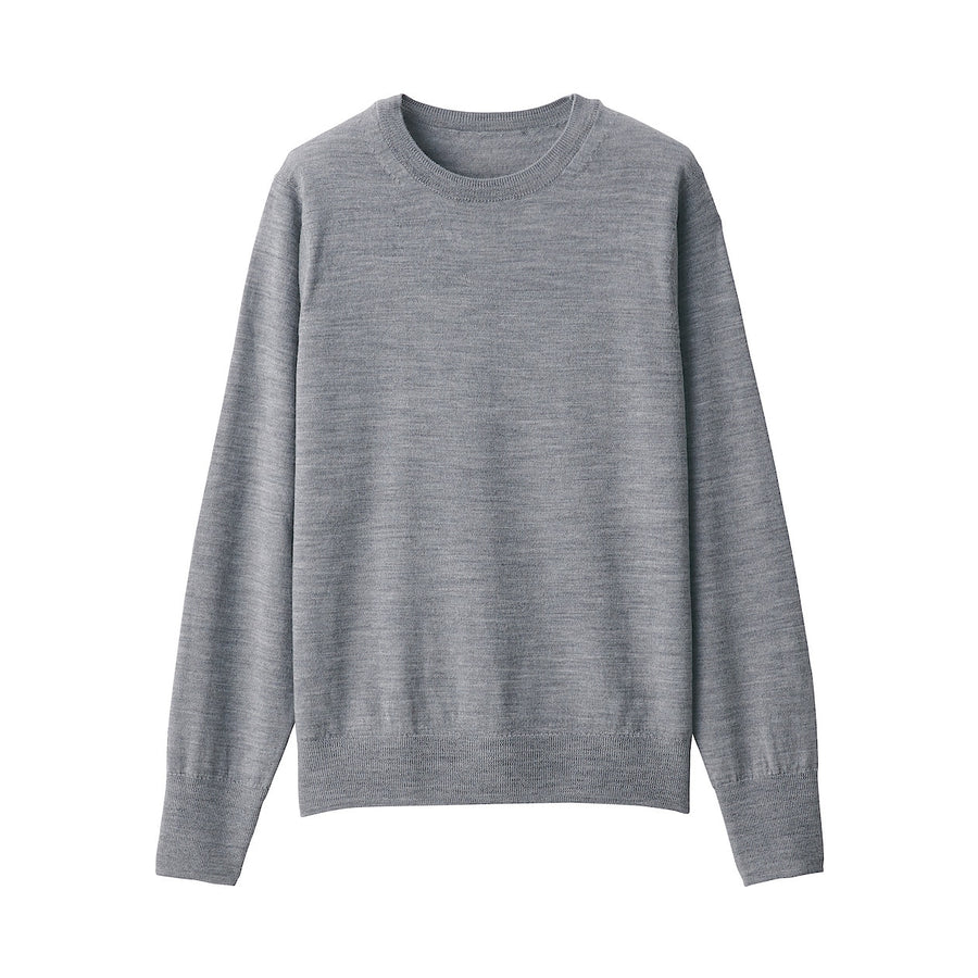 Merino Wool Washable Crew Neck Sweater 