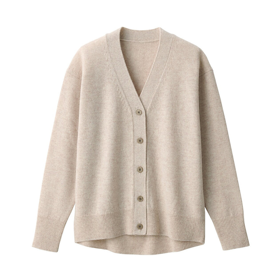 Wool Middle Gauge V Neck Cardigan