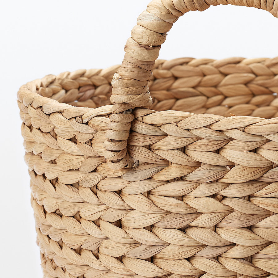 Water Hyacinth Round Basket with Handles