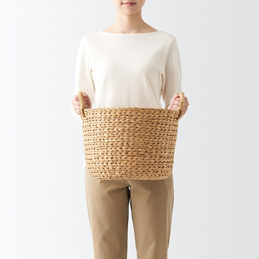 Water Hyacinth Round Basket with Handles