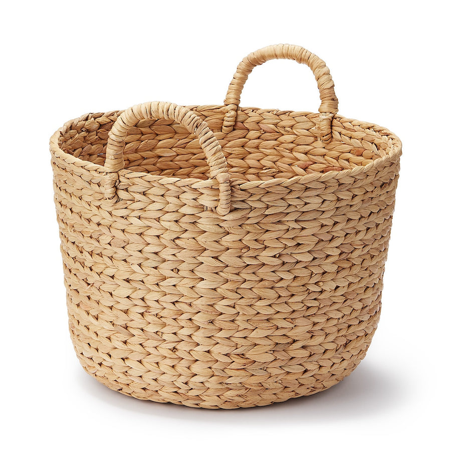 Water Hyacinth Round Basket with Handles