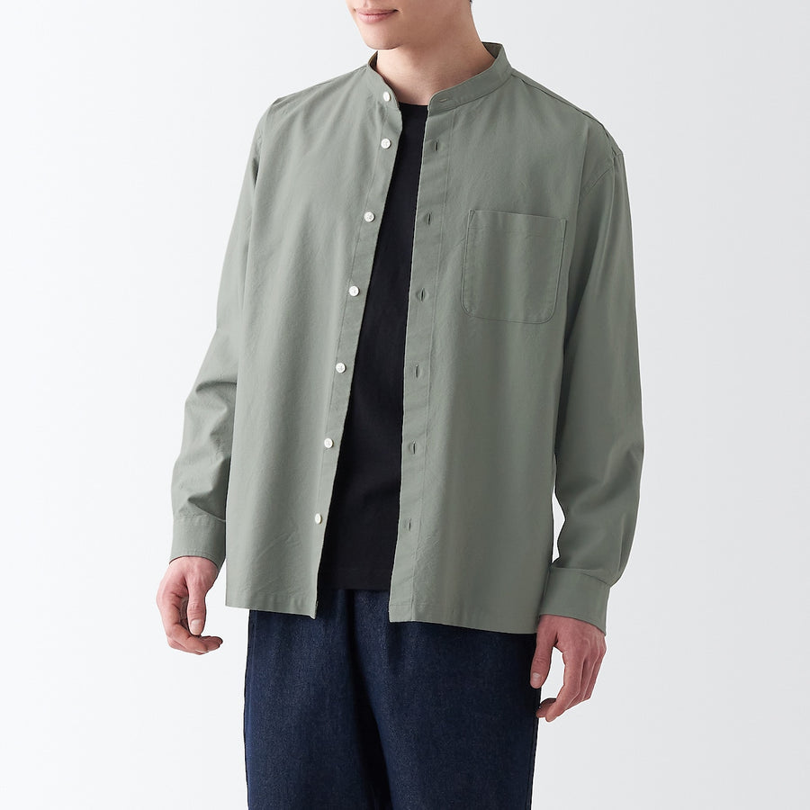 Washed Oxford Stand Collar Shirt