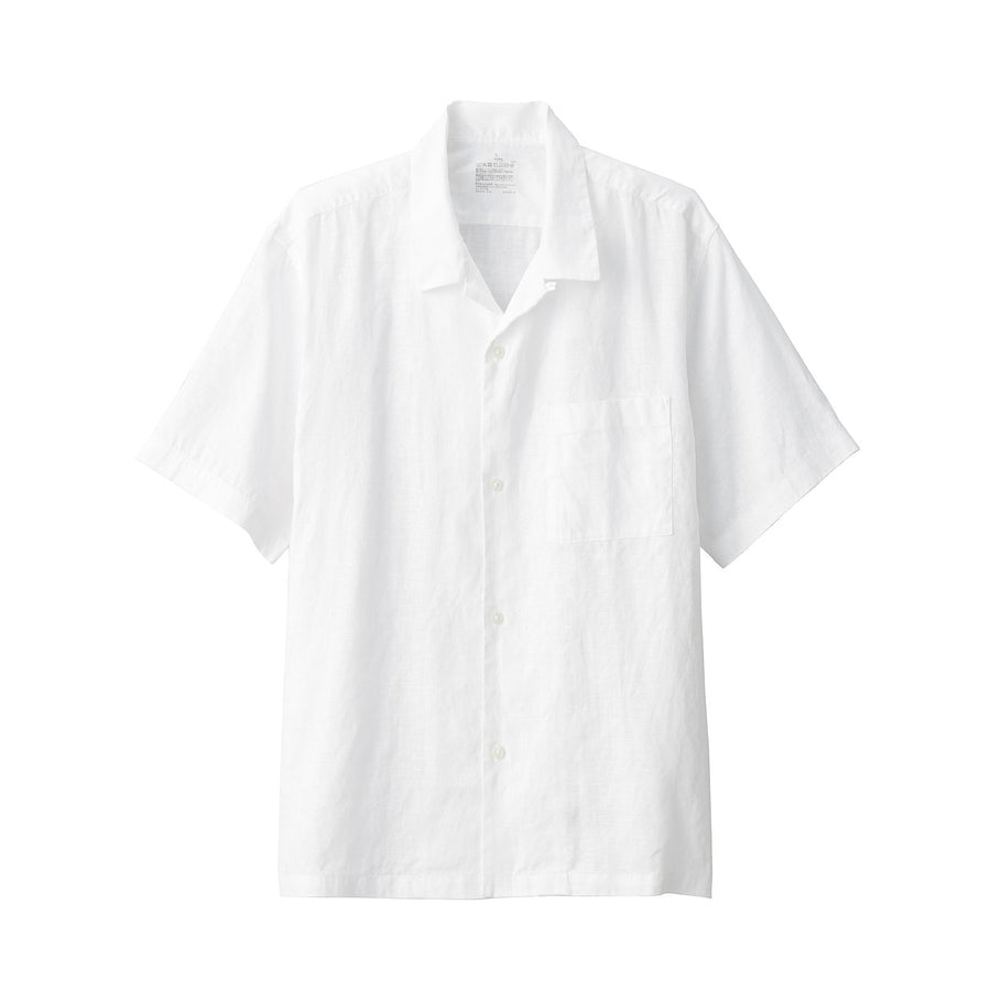 Hemp Washed Open Collar Short Sleeve Shirt