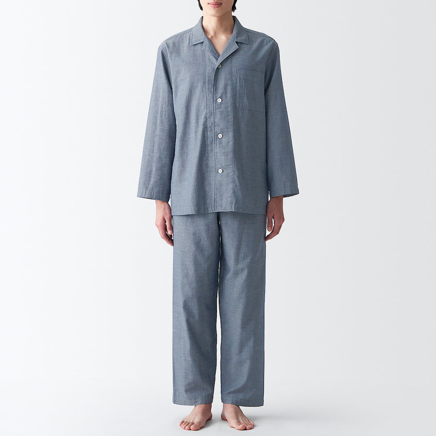 Side Seamless Double Gauze Long Sleeve Pyjamas - Men's