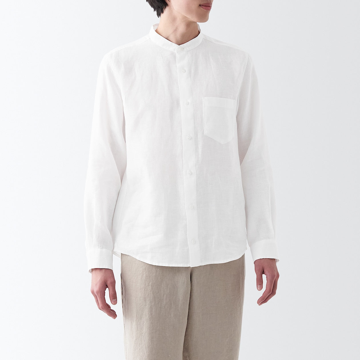 MUJI French Linen Washed Stand Collar Shirt – MUJI Australia