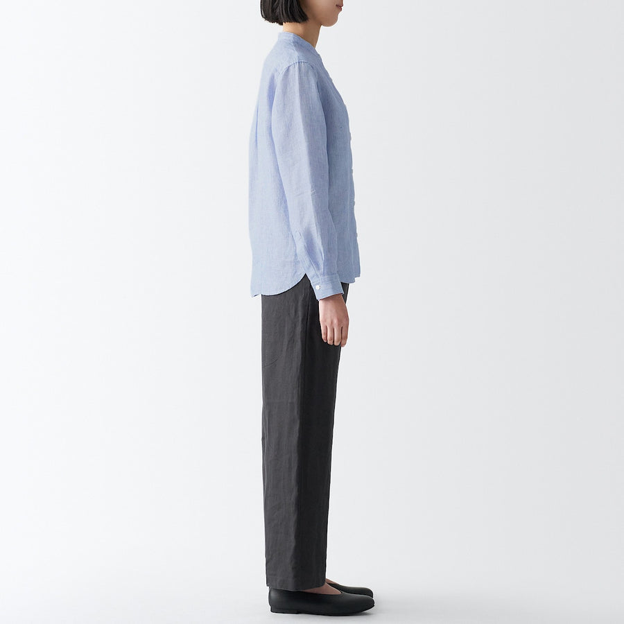 Linen Stand Collar Shirt