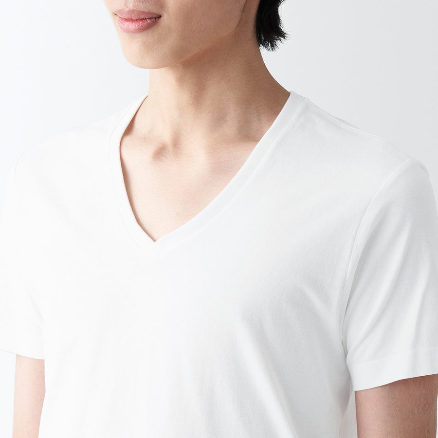 Side Seamless jersey V neck T-Shirt MEN XS White