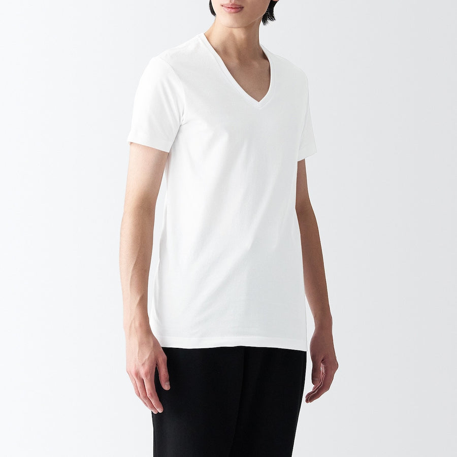 Side Seamless jersey V neck T-Shirt MEN XS White
