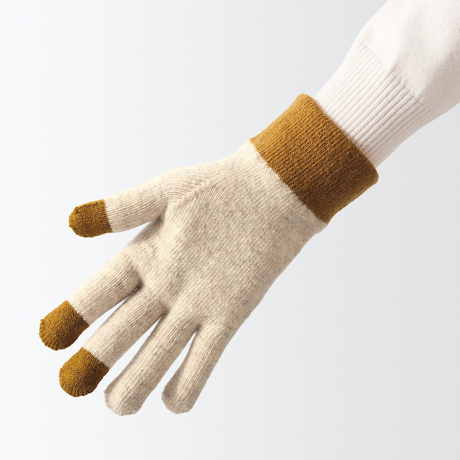 Wool blend Touchscreen gloves(bicolor) FREE SIZE Chargrey