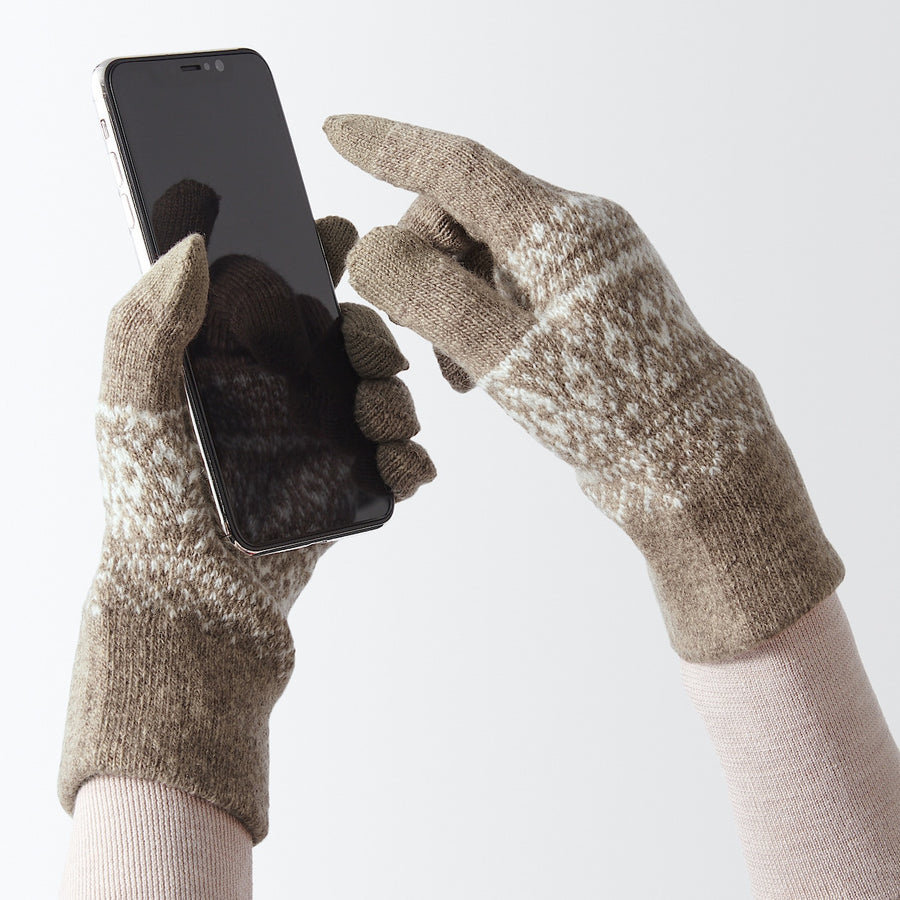 Wool blend Touchscreen gloves(pattern) FREE SIZE Chargrey