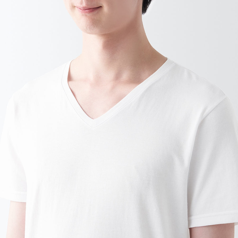 Warm inner (thin)  V neck S/S T-shirtMEN XS White