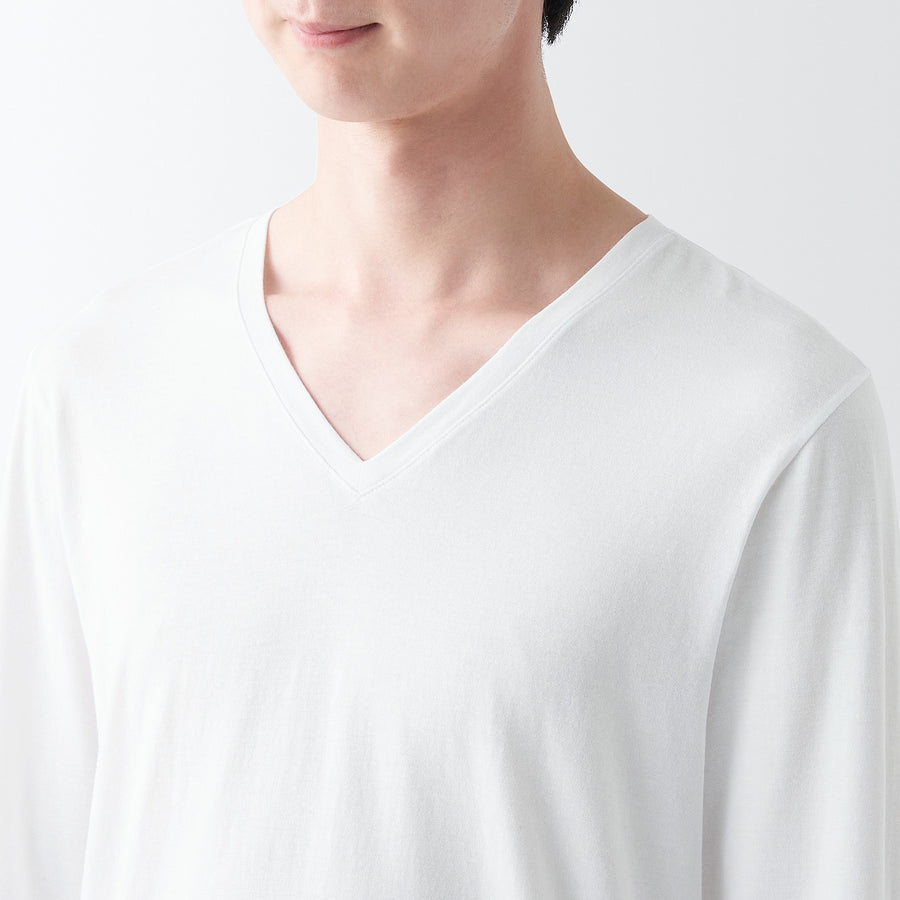 Warm inner (thin) V neck L/S T-shirtMEN XS White