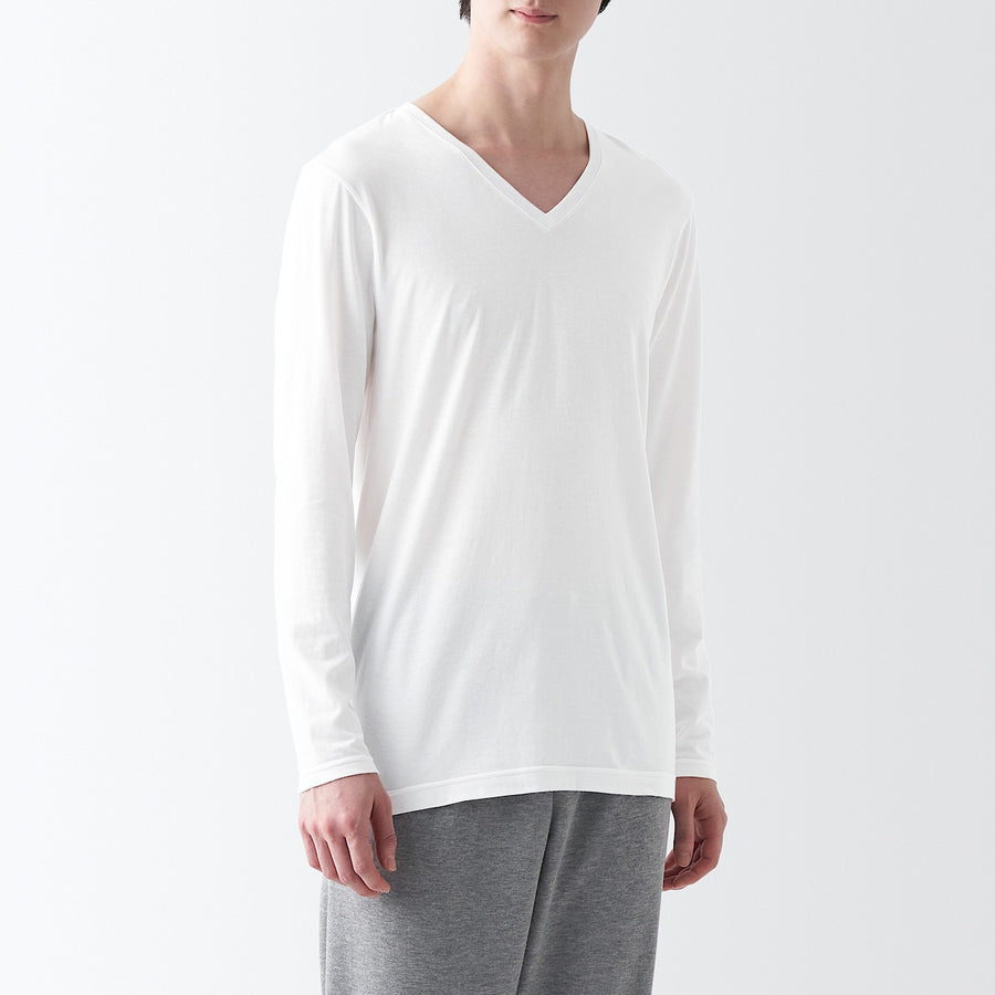 Warm inner (thin) V neck L/S T-shirtMEN XS White