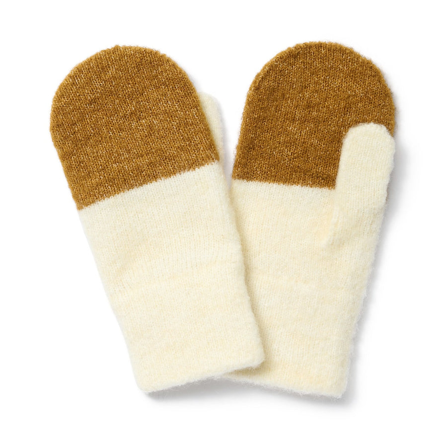 Recycle polyester blend Kid' mittens BABY Off white