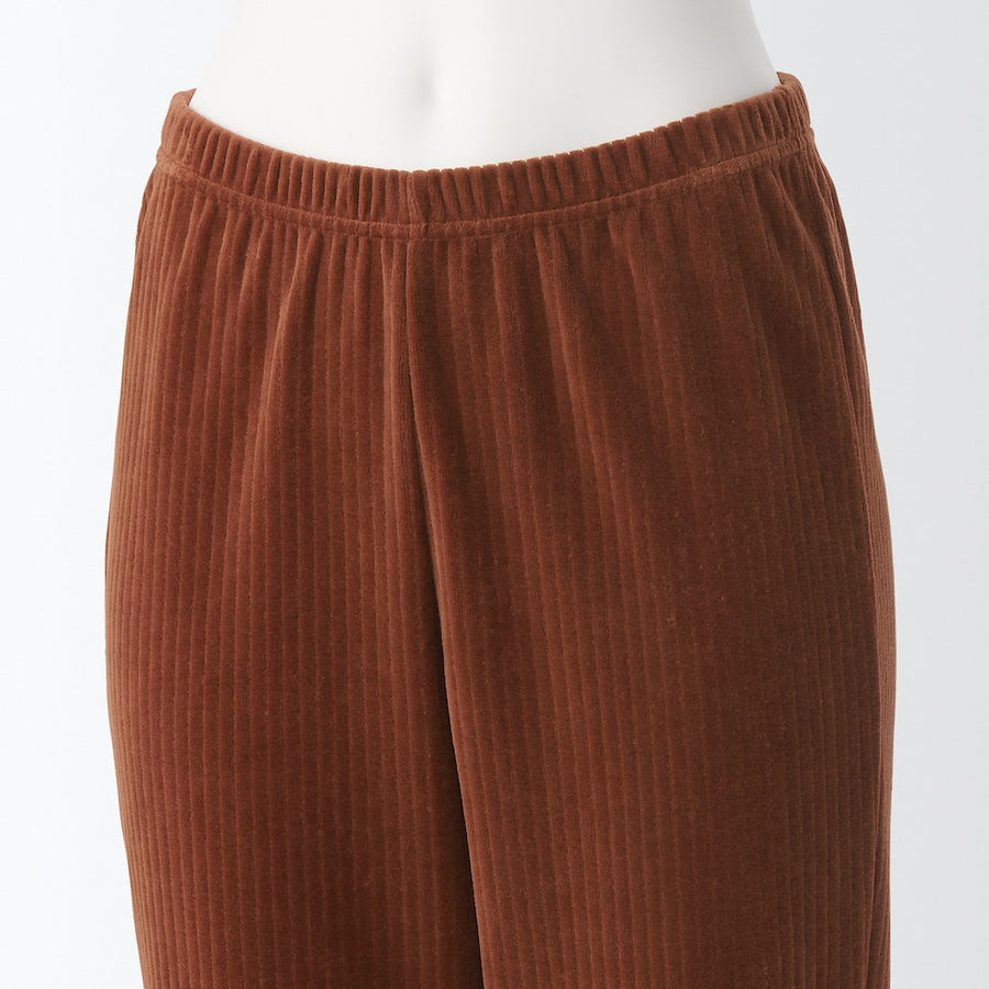Cotton mix velor Straight leggings (Full Length)S brownXS
