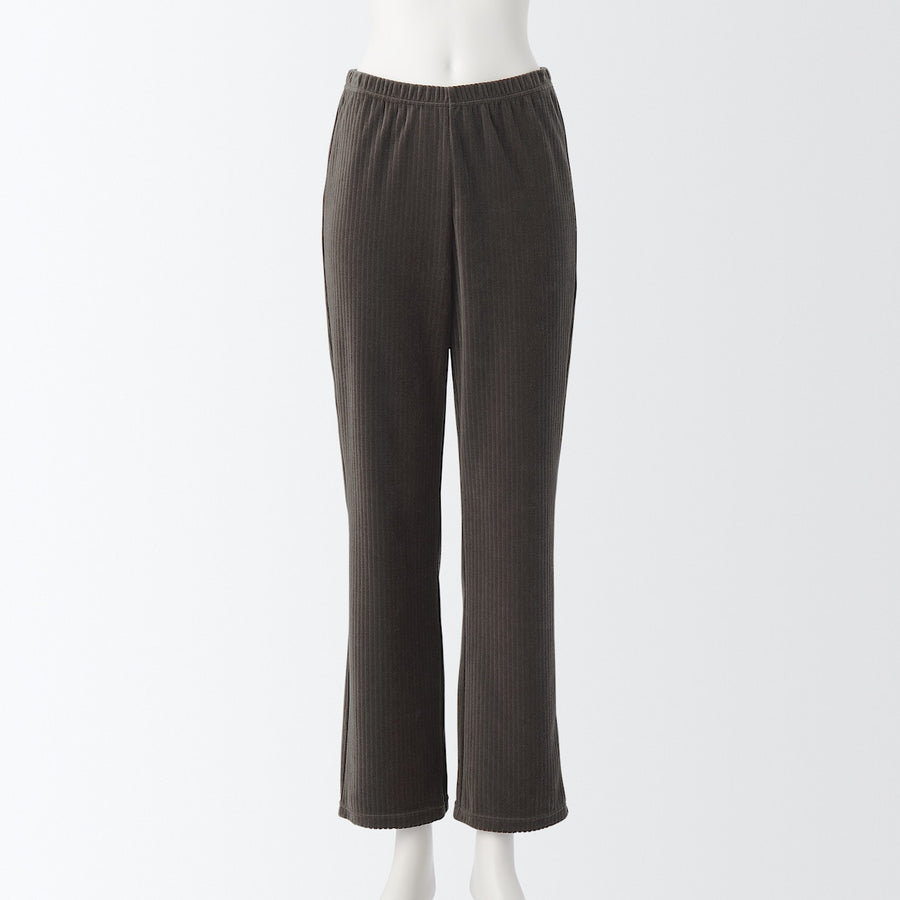 Cotton mix velor Straight leggings (Full Length)S brownXS