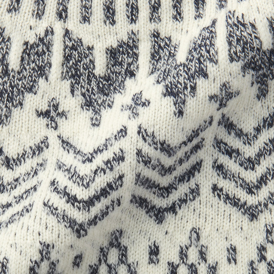 Wool Jacquad pattern Crew neck sweaterOff white patternXS