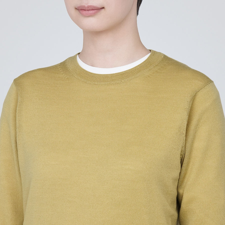 Washable high-gauge Crew neck sweater LADY XS Light yellow