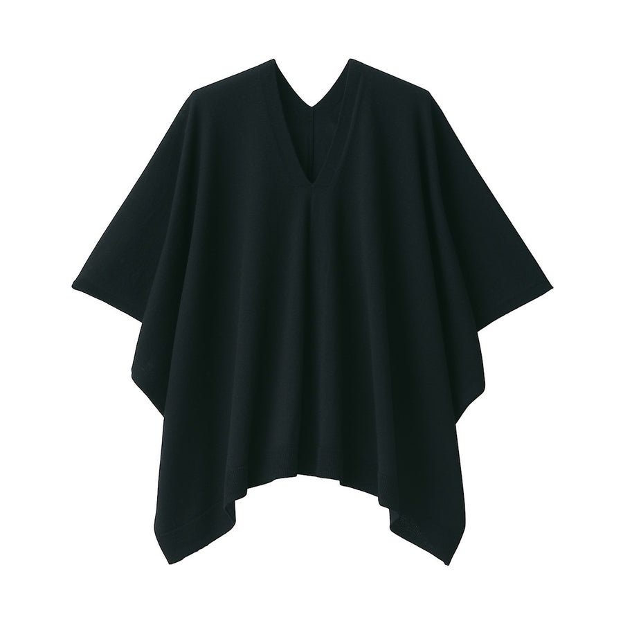 Washable high-gauge Poncho Sweater LADY XS Black