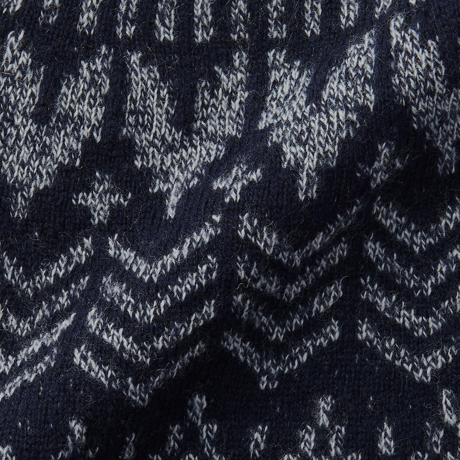 Wool Jacquad pattern Crew neck sweaterOff white patternXS