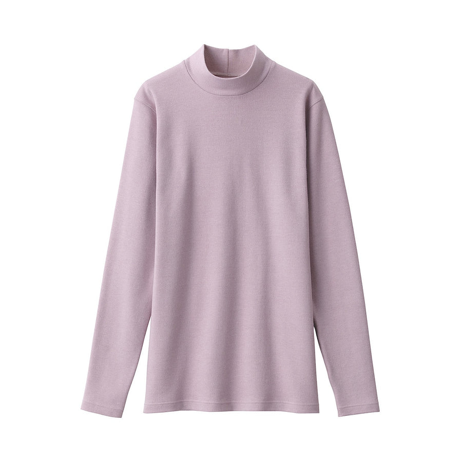 Warm cotton and wool Mock neck Smoky pink XS