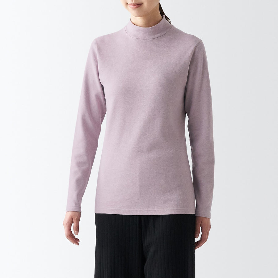 Warm cotton and wool Mock neck Smoky pink XS